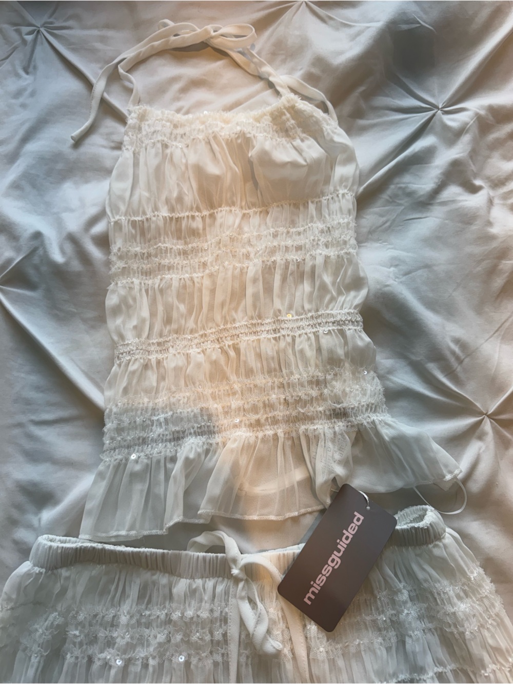 SOLD // Missguided Two Piece White Ruffle Set - Picture 9 of 10